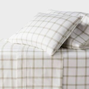 Queen 400 Thread Count Performance Sheet Set Green Plaid - Threshold